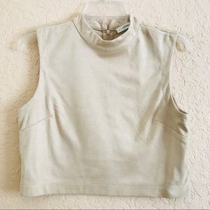 Beige Suede Crop Top